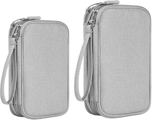 2 Pack Electronics Accessories Organizer Pouch Bag, Electronic Organizer Travel Case Cable Organizer Accessories Bag for Cable, Cord, Charger, Phone, Power Bank, Earphone(Small+Big, Brown) in Saudi Arabia