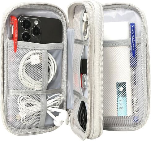 2 Pack Electronics Accessories Organizer Pouch Bag, Electronic Organizer Travel Case Cable Organizer Accessories Bag for Cable, Cord, Charger, Phone, Power Bank, Earphone(Small+Big, Brown) in Saudi Arabia