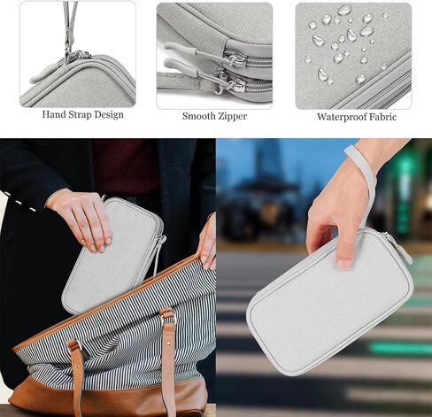 2 Pack Electronics Accessories Organizer Pouch Bag, Electronic Organizer Travel Case Cable Organizer Accessories Bag for Cable, Cord, Charger, Phone, Power Bank, Earphone(Small+Big, Brown) in Saudi Arabia
