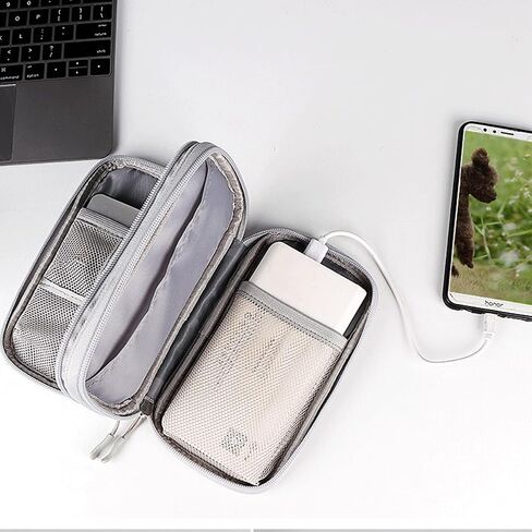 2 Pack Electronics Accessories Organizer Pouch Bag, Electronic Organizer Travel Case Cable Organizer Accessories Bag for Cable, Cord, Charger, Phone, Power Bank, Earphone(Small+Big, Brown) in Saudi Arabia