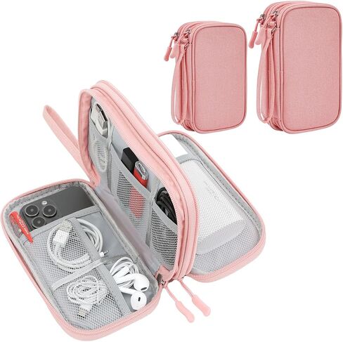 2 Pack Electronics Accessories Organizer Pouch Bag, Electronic Organizer Travel Case Cable Organizer Accessories Bag for Cable, Cord, Charger, Phone, Power Bank, Earphone(Small+Big, Brown) in Saudi Arabia