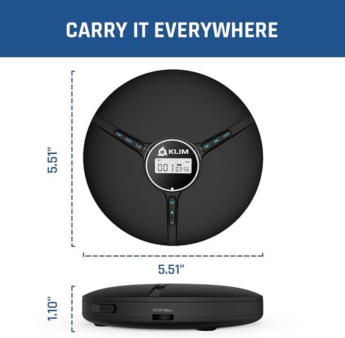 KLIM Discman مع سماعات الرأس - مشغل أقراص مضغوطة محمول مع سماعات رأس - إصدار جديد 2023 + مشغل أقراص مضغوطة مثالي للسيارة + أقراص CD-R وCD-RW وMP3 متوافقة. مشغلات الأقراص المضغوطة الصغيرة المدمجة، جهاز Walkman CD الشخصي - أسود in Kuwait