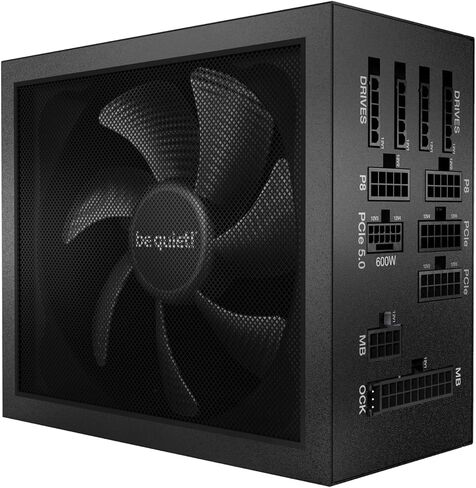 كن هادئاً! BN518 Straight Power 12-1500w 80 Plus Platinum، ATX 3.0، مصدر طاقة معياري، لوحدات معالجة الرسومات PCIe 5.0 ووحدات معالجة الرسومات مع موصلات 6 + 2 دبوس، صامت 135 مم يكون هادئًا! مروحة - BN518 in Kuwait