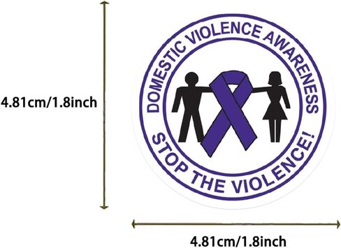 50 قطعة من ملصقات التوعية بالعنف المنزلي توقف العنف المنزلي شارات الفينيل المقاومة للماء لزجاجات المياه والكمبيوتر المحمول والهاتف المحمول وخوذة الجيتار على الجليد (شريط أرجواني) in Kuwait