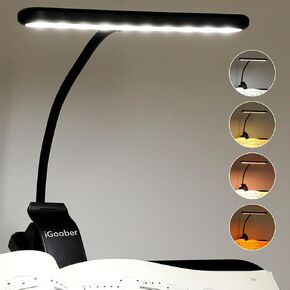 iGoober Music Stand Light Clip on Piano Lights, 28 LED Professional Musician Rechargeable Piano lamp, 4 Color x 3 Levels, Super Bright, Perfect for Piano, Keyboard, Orchestra, (White, Warm & Amber)