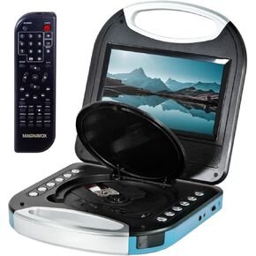Magnavox MTFT750-RD Portable 7 inch TFT DVD/CD Player with Remote Control and Car Adapter in Red | Rechargeable Battery | Headphone Jack | Built-in Speakers |