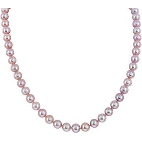 14K White Gold or Yellow Gold AAAA Pink Freshwater Cultured Pearls Silk-Knotted 18inch Princess Pearls Strand Necklace - Choice of Pearl Size & Clasp Gold Color