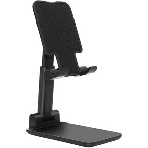SIMPLYMDRN Foldable Cellphone Stand for Desk, Portable Desktop Cellphone Stand Holder, Height Angle Adjustable Phone Holder Compatible with iPhone 15 14 Pro Max Plus, 13 12 Pro Max Mini, 11, Black