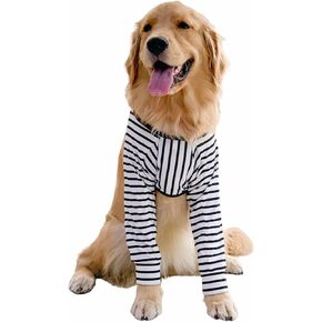 Dog Elbow Protector, Long Sleeve Dog Joint Recovery Sleeve for Prevent Licking Wound, Dog Elbow Sleeves Long with Mesh Pad for Medium Large Dogs (Stripe,3XL)