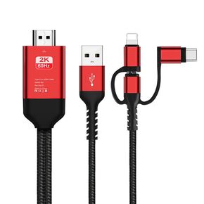 Master Cables 3 in1 MHL Cable Mobile Phone to TV Adapter Cable. Supports Mirroring of Movies, Pictures and Games from Your Micro USB Type C or Apple Phone, Compatible with Most Phones and Tablets