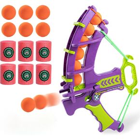 Cat Ball Toy, Shooting Game Toy with 6 Foam Balls and 6 Targets, Cat Ball Launcher Toy, Foam Bow and Arrow Set Toy, Funny Interactive Cat Toys, Indoor Game, Purple