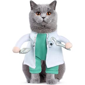 NACOCO Halloween Dog Doctor Costume - Pet Dentist Clothes Cat Funny Uniform Green Outfit Apparel Adjustable for Small Medium and Large Dogs(Green, XS)