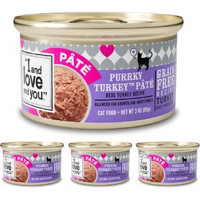 I AND LOVE AND YOU Wet Cat Food - Purrky Turkey Pâté - Turkey Recipe, Grain Free, Filler Free, 3oz Pack of 4 Cans