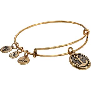 Alex and Ani Path of Symbols Expandable Bangle for Women, Anchor Charm, Rafaelian Silver Finish, 2 to 3.5 in