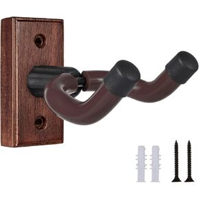Guitar Wall Mount 2 Pack Wood Guitar Hanger for Safe Storage and Display Sturdy Wall Hanger for Acoustic Electric Guitar Bass Banjo Mandolin