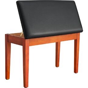 SONGMICS Wooden Duet Piano Bench with Padded Cushion and Music Storage Compartment, Piano Chair Seat, Black ULPB75BK