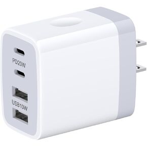 USB C Charger Cube,30W Fast USB C Wall Charger 4 Port PD Power Adapter+QC Wall Plug Type C Charging Block for iPhone 16 15 14 13 12 11 Pro Max XR 8 7 6 Plus,Samsung Galayx A15 A55 A35 S24 S23 S22 S2