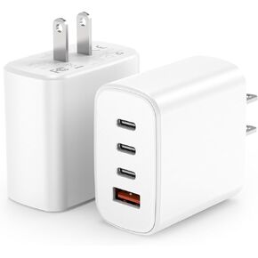 USB C Wall Charger, Amoner 2Pack 30W 4Ports iPhone Fast Charger Block (1 USB A Port +3 USB C Ports), iPhone Cube Adapter Compatible for 16/16Pro/16ProMax/15/15 Pro/14/13/12/11/SE/XS and More