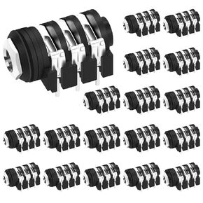 DAIERTEK 1/4 Jack Female 6.35mm Jack Stereo 1/4 inch Guitar Pedal Input Jack Socket PCB Mount 6 Pin Input Output Jack -18pcs