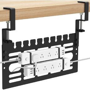Upgrade Under Desk Cable Management Rack,Cable Rack with Clamp for Desk Wire Management No Drill,Cable Management Under Desk,Space Saving Desk Wire Rack for Office Desk Home (2 pcs)