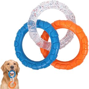 ETIAL Rubber 3-Ring Tug Dog Toy, Indestructible Pull Toy for Training and Teeth Cleaning, Interactive Tug of War Dog Chew Toy for Aggressive Chewers, Outdoor Puppy Ring Toy for Small Medium Large Dogs