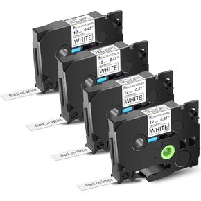 Label Tape Refills Compatible for Brother P-Touch TZ-831 TZe-831 AZE831 Laminated Black on Gold 1/2 Inch 0.47" 12mm for PT-D200 PTD210 D400 D600 PTH100 H110 PT2730 PTP700 PTP710BT, 4 Pack