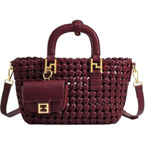 Woven Tote Bag For Women, Fashion Crossbody Shoulder Bag, Small Top Handle Bag, Casual Handbags and Purses Travel Phone Bag