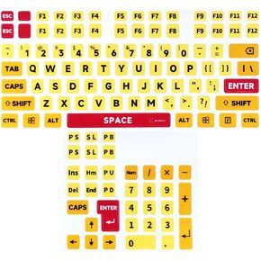 Large Print Computer Keyboard Sticker, High Contrast Keyboard Sticker with Oversized Print Letters for Visually Impaired Low Vision Individuals (Yellow+Black)