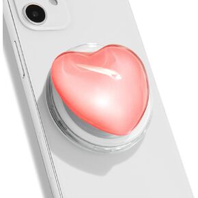 OnTheGrip Cute Glass Heart Design Collapsible Expandible Mobile Phone Grip Stand Holder for Smartphone Tablet Cell Phone Accessory (White)
