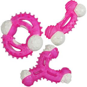 Tough Dog Toys for Aggressive Chewers 3-Pack, Puppy Teething Chew Toys for Small and Medium Breeds, Natural Rubber-Coated Tough Nylon Provide the Perfect Balance Between Durability and Softness