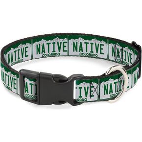 Buckle-Down Plastic Clip Collar - Colorado License Plate NATIVE - 1" Wide - Fits 15-26" Neck - Large