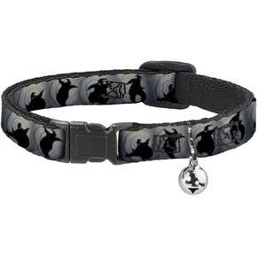 Cat Collar Breakaway Oogie Boogie Silhouette Poses Gray Black 8 to 12 Inches 0.5 Inch Wide