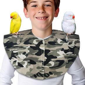 Birds Anti-bite Shoulder Protector, Hang Parrots Anklet Toys, Multi-Functional Pet Training Pad Poop Diaper Anti-Scratch Shawl for Parakeets Cockatiels Macaws Lovebirds Finches (Medium, Grey)