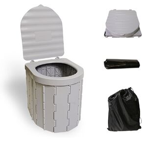 Portable Toilet for Adults，Extra Large Camping Toilets Portable with Lid, Folding Portable Toilet for Camping, Portable Potty for Adults with Trash Bag, Foldable Outdoor Toilet