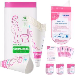 24 Set-12 Pcs Disposable Female Urination Device and Urine Bag, 700ML Camping Pee Bags Unisex Urine Bag Vomit Bag,Portable Girl Urinal Funnel Women Outside Pee Cup Waterproof Paper