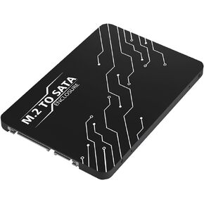 M.2 to SATA Adapter Enclosure, 2.5 Inch, Supports SATA I/II/III up to 6Gbps, Compatible with 22x30/42/60/80mm M.2 NGFF SATA SSDs, Black