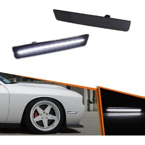 ADIIL Smoked Lens Amber Led Front Side Marker Light for 2015-2020 Dodge Challenger