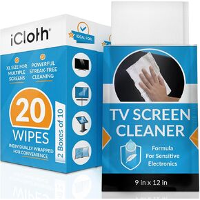 iCloth XL Wipes (10-Pack): Premium Cleaning Supplies for Glass & Polycarbonate Screens – Perfect for TVs, Monitors, and Large Devices