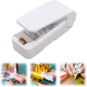 White Portable Mini Sealing Machine, 2024 Upgraded Mini Bag Sealer, Portable Handheld Vacuum Food Sealer Bag Sealing Machine for Snack Bags, 2 in 1 Bag Sealer Heat Seal Tool, Vacuum Sealers