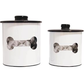 2pc Set Dog Treat Container with Lid, Round Tin Dog Treat Storage Jar for Countertop (Treats)