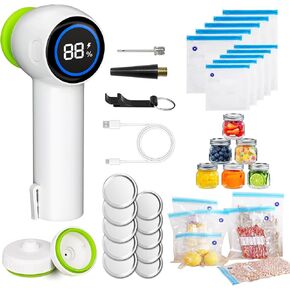 Handheld Vacuum Sealer,with 10 Sous Vide Bags,Electric Mason Jar Vacuum sealer,for Wide & Regular Mouth Mason,for Food Storage Container Vacuum Sealer Kit and Air Pump for Balls,Lifebuoys