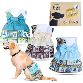 3Pcs Washable Reusable Dog Diapers Female XL, Premium Doggie Diapers for Female Dogs & Puppy, High Absorbency Leak-Proof Dog Period Diapers Female in Heat (X-Large)