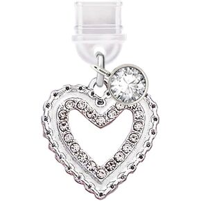 ELISE & FONDA TP374 Type-C USB Charging Port Anti Dust Plug Little Crystal Love Heart Cell Phone Charm for iPhone 15 /Samsung/OnePlus/Xiaomi/oppo Android Phones (White)