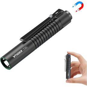 VTIGER T1A Mini Pocket EDC Flashlight with Clip,1300 Lumen Compact AA Rechargeable LED Little Flashlights, Super Bright Tail Switch Small Flash Light with Magnet for Camping,Hiking,Outdoor,Emergency