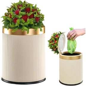 Dog Poop Trash Can Outside, Dog Waste Container, Plant Styled Small Outdoor Trash Can with Lid, 2.6 Gal, Drak Grey