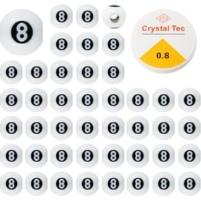 Honbay 100PCS Acrylic Billiards Beads Sports Ball Beads Black Big Hole Beads Round Spacer Loose Beads with 8.7 Yards Elastic Thread for Bracelets Necklaces Earrings Jewelry Making or DIY Craft Project
