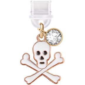 ELISE & FONDA TP426 Type-C USB Charging Port Anti Dust Plug Halloween Pirate Skull Cell Phone Charm for iPhone 15 /Samsung/OnePlus/Xiaomi/oppo Android Phones (White)