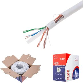 CAT6 1000ft UTP Blue Ethernet Solid Cable 550Mhz LAN Cable 23AWG RJ45 Network Wire Bulk (Blue)