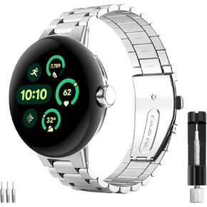 Aresh Compatible with Google Pixel Watch 3 45mm Band Women Men, Stainless Steel Adjustable Metal No Gap Band for Pixel Watch 3 45 mm 2024