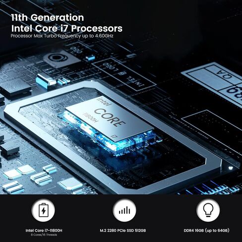MINISFORUM EliteMini TH80 كمبيوتر صغير Intel Core i7-11800H، ذاكرة وصول عشوائي 32 جيجابايت، SSD PCIe 512 جيجابايت، Wi-Fi 6E/Bluetooth 5.2، USB-C، HDMI، DisplayPort، RJ45 2.5G، فتحة PCIe 4.0، 5X منفذ USB، DC 19V (متجدد) ) in Saudi Arabia